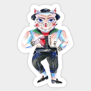 Cat in Norwegian national costume Sticker